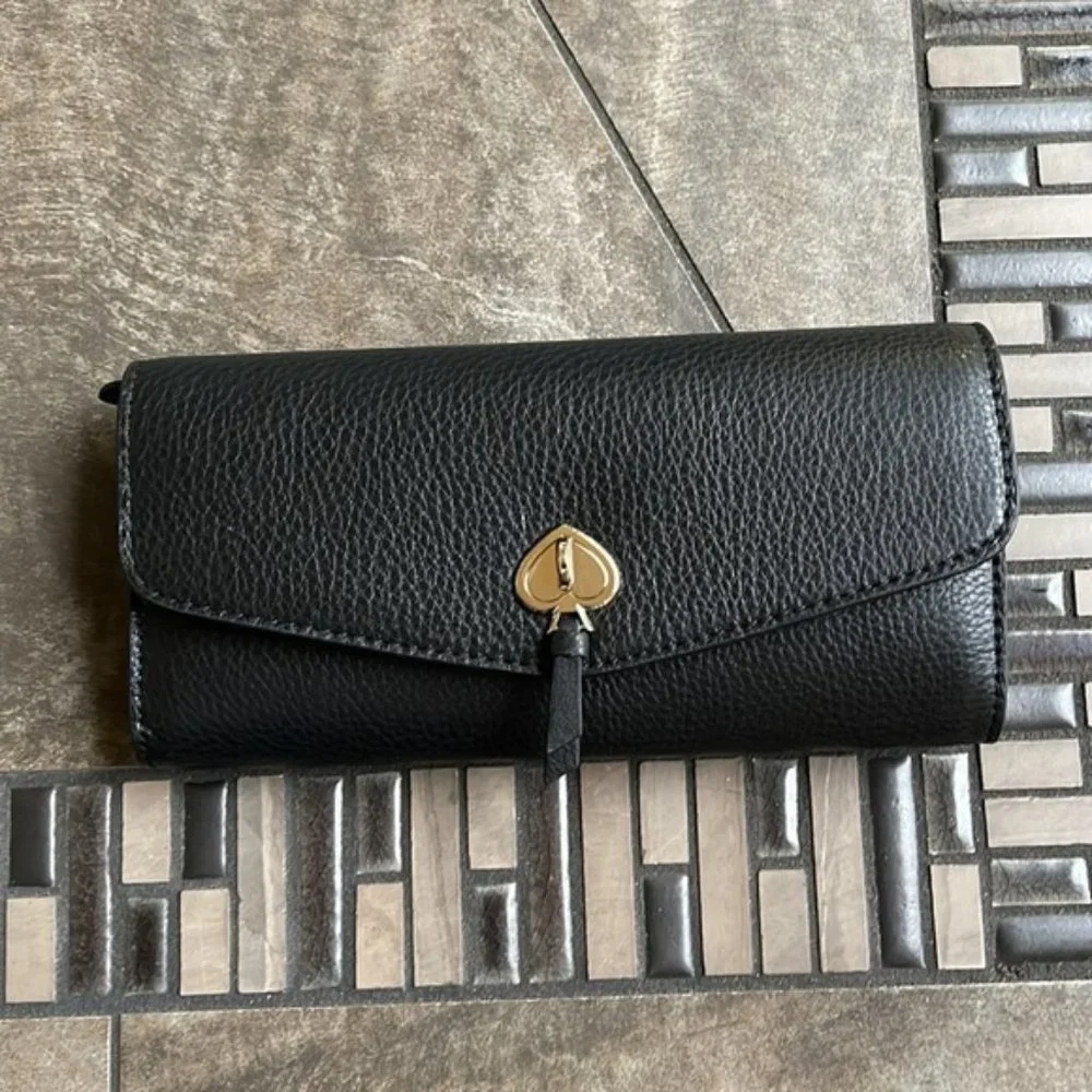 Kate Spade Marti Large Slim Flap Wallet Black - Picture 1 of 15